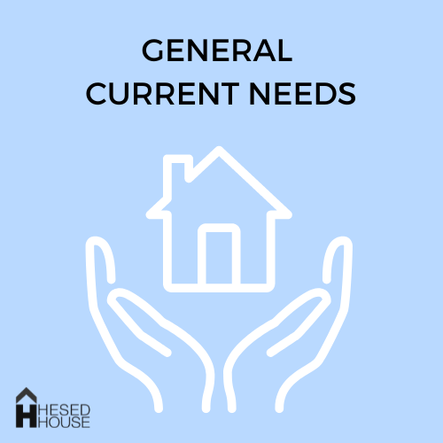 Current Needs clickable image with hands holding a hovering house to depict caring for the homeless.